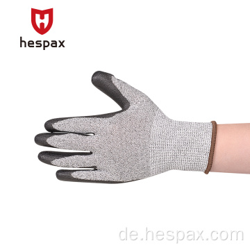 Hespax harte HPPE-Handschuhe Anti-Cut-PU-Dip-Handschuhe